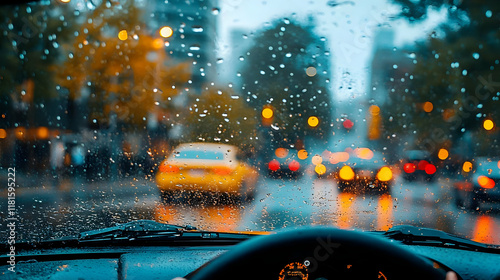 Rainy Drive Through City: E...