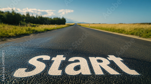 Wallpaper Mural Start inscription on highway between fields symbolizing beginning of new year or new path and achievements Torontodigital.ca