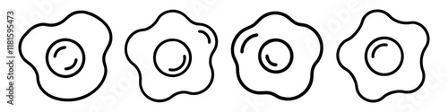 fried egg icon, foods line art, foods vector - simple black line art icon of fried egg perfect for logos, and foods -themed designs.