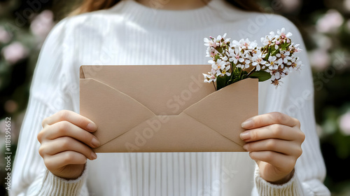 Woman Holds Envelope with F...