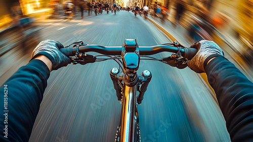Cycling Through City Street...