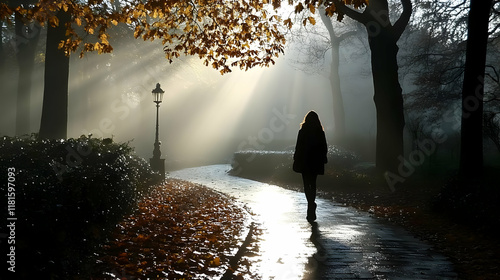 Woman Walks Through Misty A...