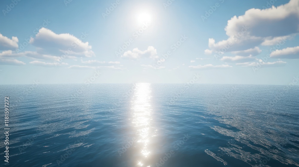 Ocean Serenity: Sunlit Waters and Tranquil Clouds Ocean Serenity: Sunlit Waters and Tranquil Clouds