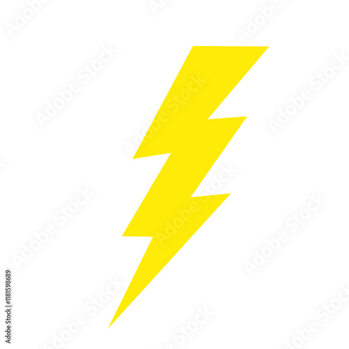 Yellow cartoon electric lightning comic sign. Flash light thunderbolt flat symbol