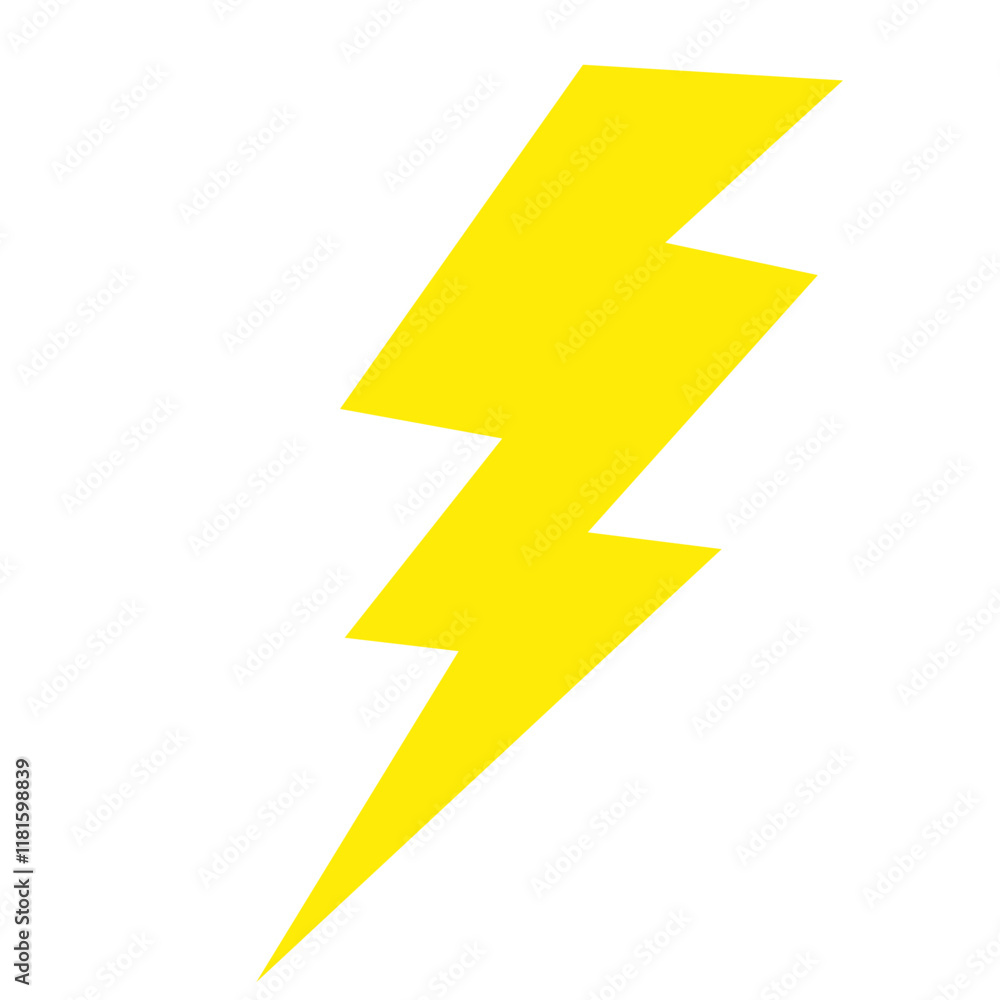 Yellow cartoon electric lightning comic sign. Flash light thunderbolt flat symbol Yellow cartoon electric lightning comic sign. Flash light thunderbolt flat symbol
