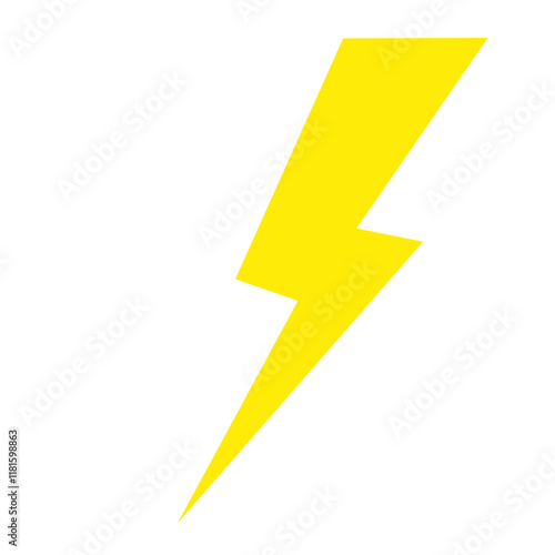 Yellow cartoon electric lightning comic sign. Flash light thunderbolt flat symbol