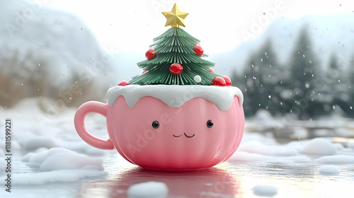 Cute Pink Christmas Mug Hol...