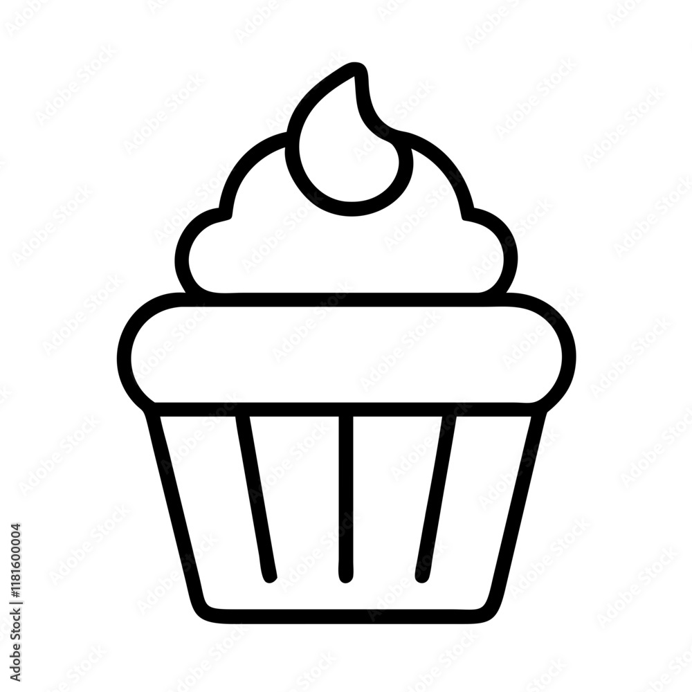 cupcake icon, foods line art, foods vector - simple black line art icon of cupcake perfect for logos, and foods -themed designs. cupcake icon, foods line art, foods vector - simple black line art icon of cupcake perfect for logos, and foods -themed designs.