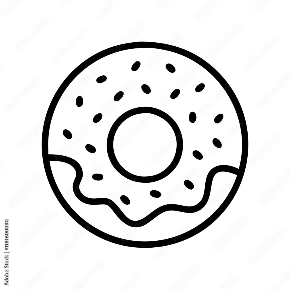 donut with sprinkles icon, foods line art, foods vector - simple black line art icon of donut with sprinkles perfect for logos, and foods -themed designs. donut with sprinkles icon, foods line art, foods vector - simple black line art icon of donut with sprinkles perfect for logos, and foods -themed designs.