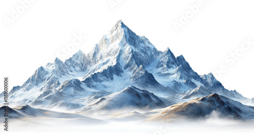 Wallpaper Mural Snowy mountain peaks with misty valleys, winter landscape, majestic alpine scenery, frozen wilderness, cold weather, travel adventure, natural beauty, isolated on transparent background Torontodigital.ca