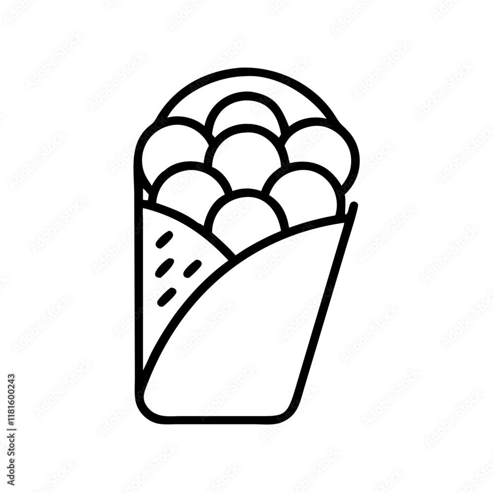 falafel wrap icon, foods line art, foods vector - simple black line art icon of falafel wrap perfect for logos, and foods -themed designs. falafel wrap icon, foods line art, foods vector - simple black line art icon of falafel wrap perfect for logos, and foods -themed designs.