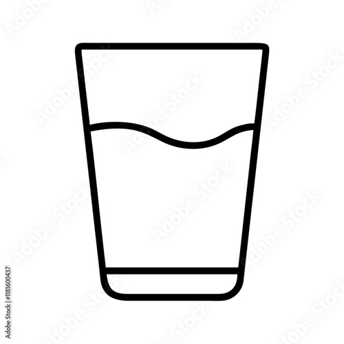 glass of milk icon, foods line art, foods vector - simple black line art icon of glass of milk perfect for logos, and foods -themed designs.