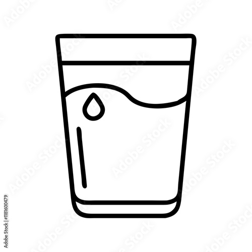 glass of milk icon, foods line art, foods vector - simple black line art icon of glass of milk perfect for logos, and foods -themed designs.