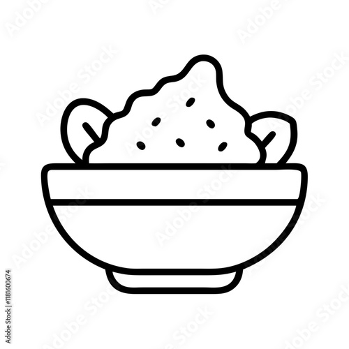 guacamole bowl icon, foods line art, foods vector - simple black line art icon of guacamole bowl perfect for logos, and foods -themed designs.