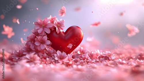 Red Heart Blooms with Pink ...