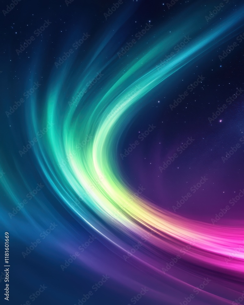 Abstract Cosmic Swirl Aurora-like Light Trails in Starry Night Sky. Abstract Cosmic Swirl Aurora-like Light Trails in Starry Night Sky.