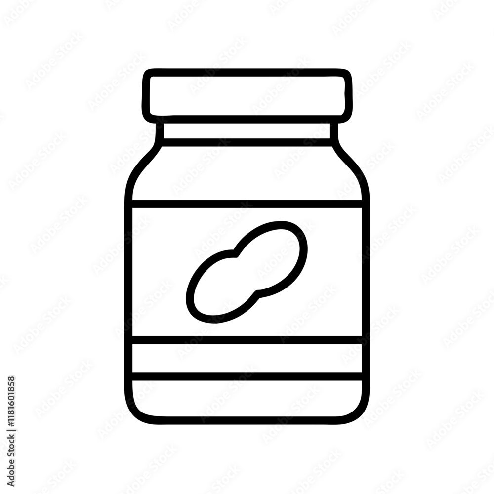 peanut butter jar icon, foods line art, foods vector - simple black line art icon of peanut butter jar perfect for logos, and foods -themed designs. peanut butter jar icon, foods line art, foods vector - simple black line art icon of peanut butter jar perfect for logos, and foods -themed designs.