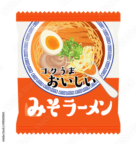 袋ラーメンのイラスト（Instant Ramen Package）