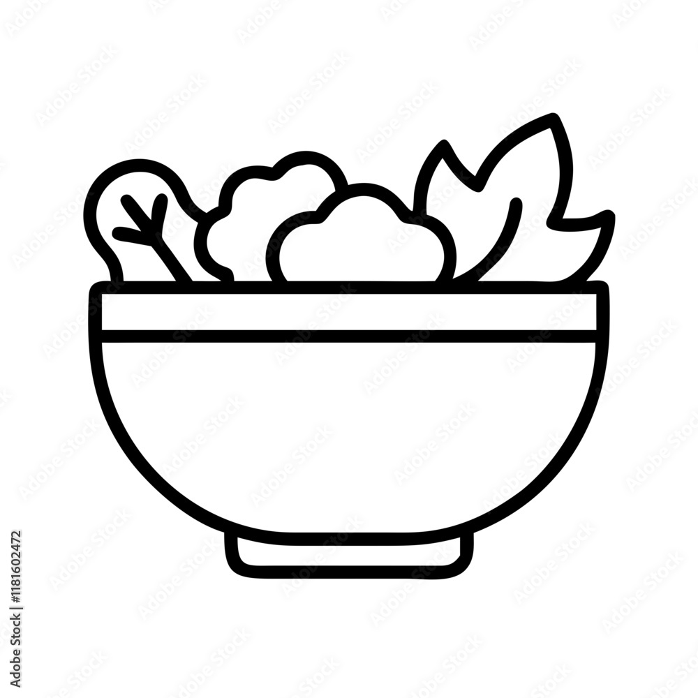salad bowl icon, foods line art, foods vector - simple black line art icon of salad bowl perfect for logos, and foods -themed designs. salad bowl icon, foods line art, foods vector - simple black line art icon of salad bowl perfect for logos, and foods -themed designs.