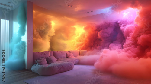 Colorful Clouds Fill Room w...