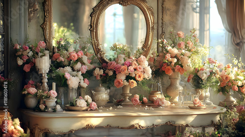 Flowers Adorn Table with Mi...