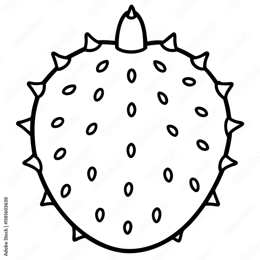 Elegant Kiwano Line Art Vector Elegant Kiwano Line Art Vector