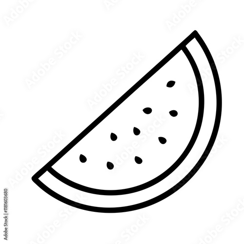 watermelon slice icon, foods line art, foods vector - simple black line art icon of watermelon slice perfect for logos, and foods -themed designs.