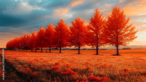 Autumn Trees Glow at Sunset...