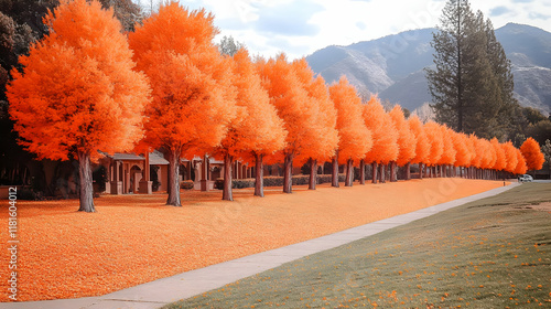 Autumn Trees Line Street wi...