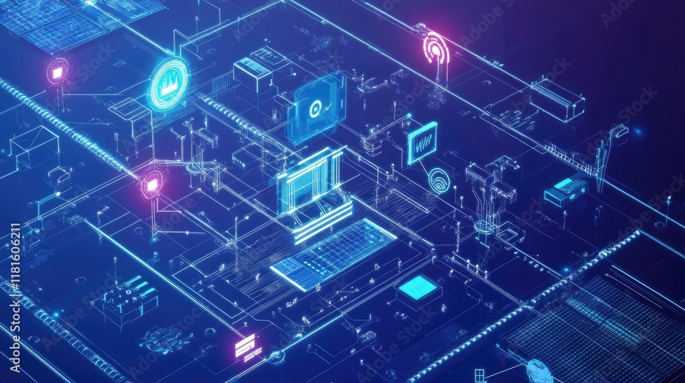 Futuristic Digital Interface with Advanced Technology and Data Visuals Futuristic Digital Interface with Advanced Technology and Data Visuals