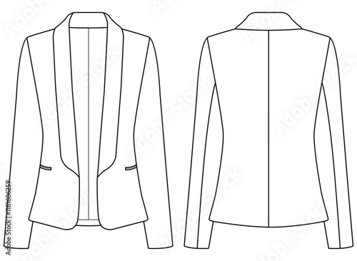 women Dinner fitted tuxedo Blazer Suit Jacket vector illustration design,