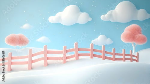 Pink Fence Crosses Snowy Hi...