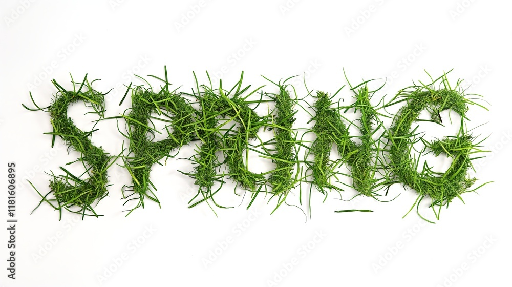 Spring concept composed of flowers and green grass, paired with a clean white background, text space, evoking a spring atmosphere Spring concept composed of flowers and green grass, paired with a clean white background, text space, evoking a spring atmosphere