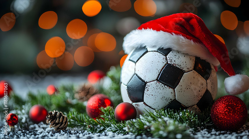 Soccer Ball with Santa Hat ...