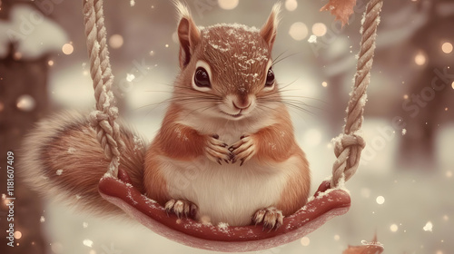 Cute Squirrel Swings Gently...
