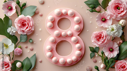 Pink Floral Number 8 Decora...