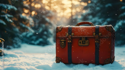 Vintage Suitcase in Snowy F...