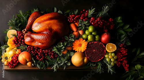 Roasted Turkey with Fruits,...