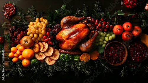Roasted Turkey with Fruits,...