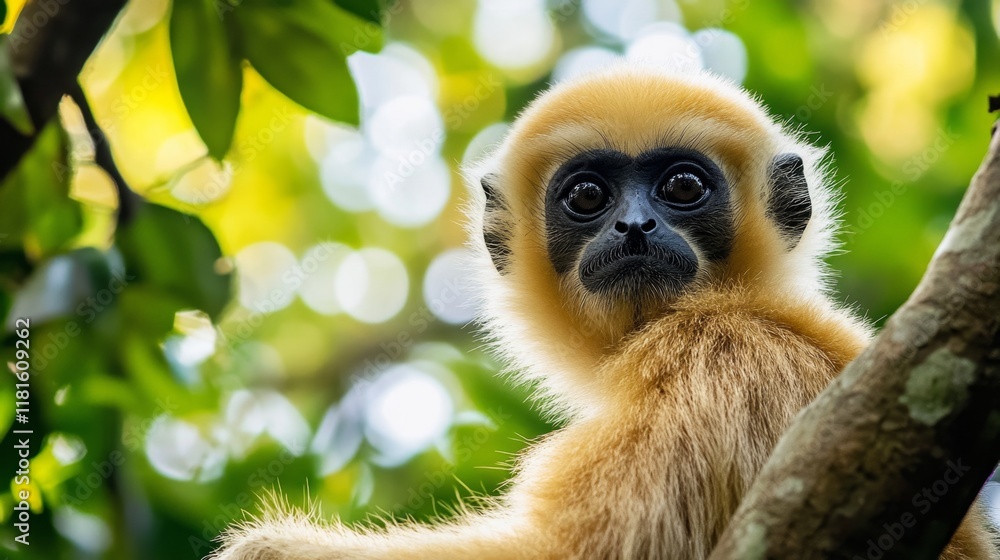 Obraz premium Close-up of a Golden Monkey in a Lush Forest