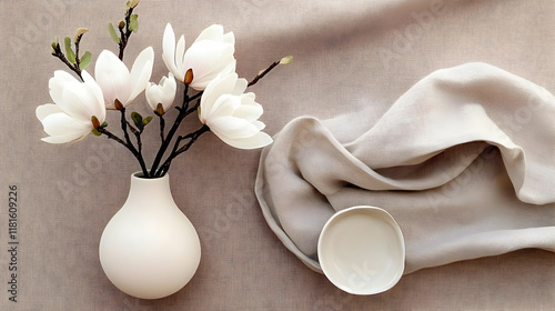 White Magnolia Flowers Deco...
