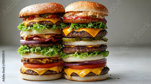 Two Stacked Burgers Showcas...
