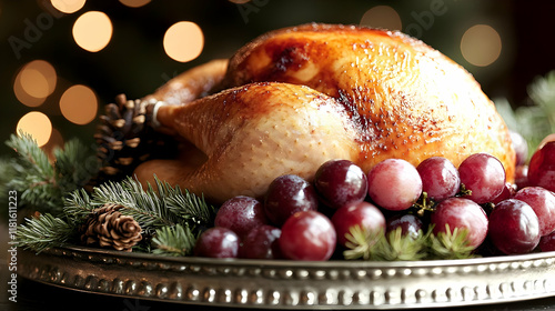 Roasted Turkey Sits on Plat...