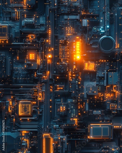 Wallpaper Mural Aerial shot of a hightech industrial complex at night, with futuristic architecture, glowing lights, and advanced machinery creating a luminous, modern environment Torontodigital.ca