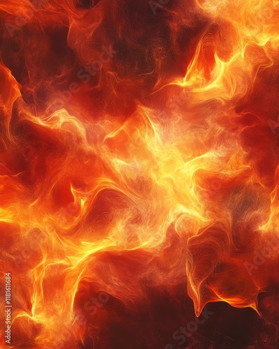 Abstract Fiery Energy Flow Dynamic Orange and Yellow Flame-like Texture Background.