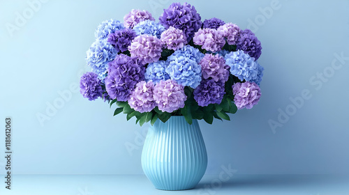 Hydrangeas Fill Blue Vase B...