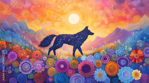 Wolf Walks Through Vibrant ...