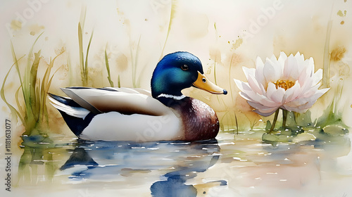 Duck Swims Peacefully Past ...