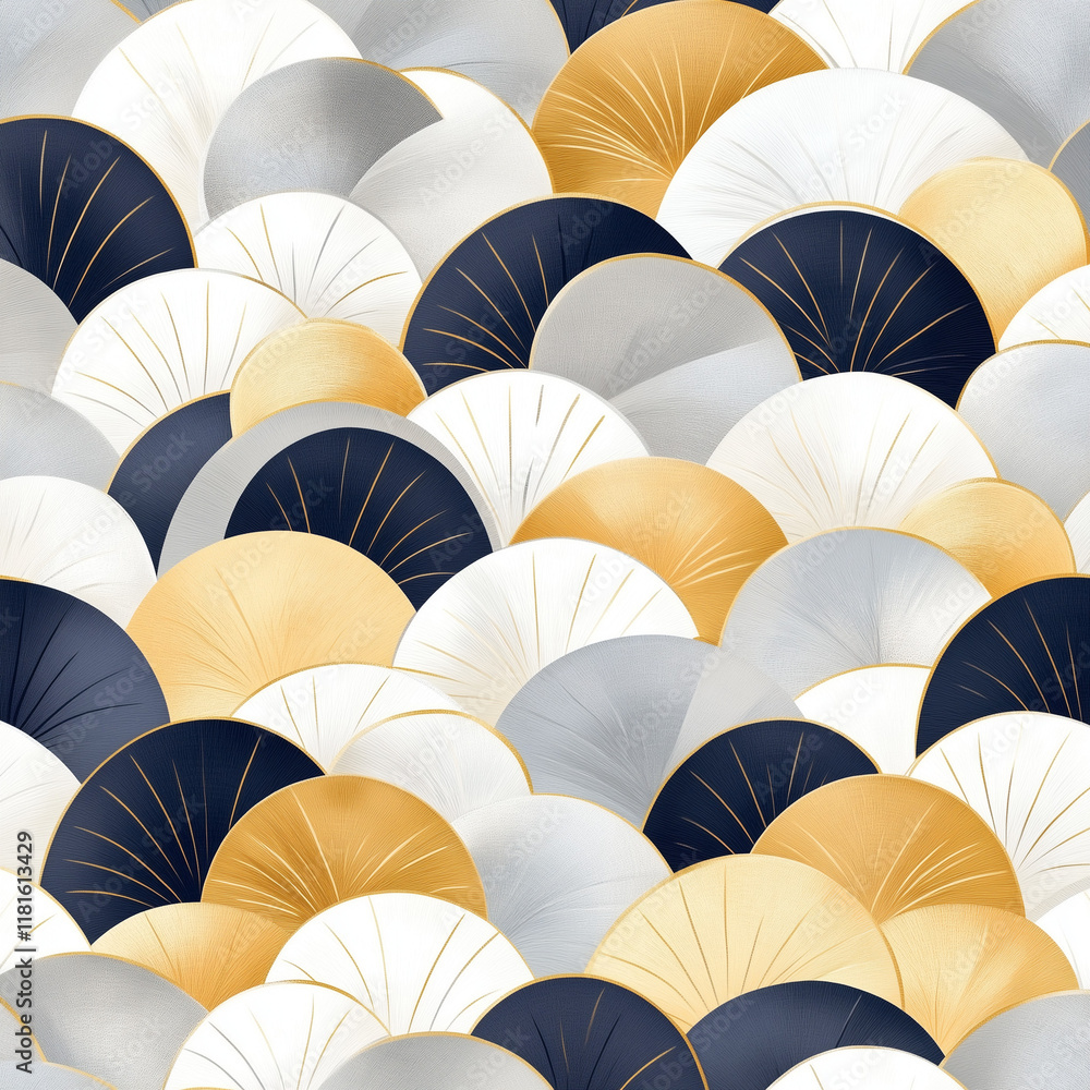 Colorful overlapping fan shapes create a stylish, modern design displaying textures Colorful overlapping fan shapes create a stylish, modern design displaying textures