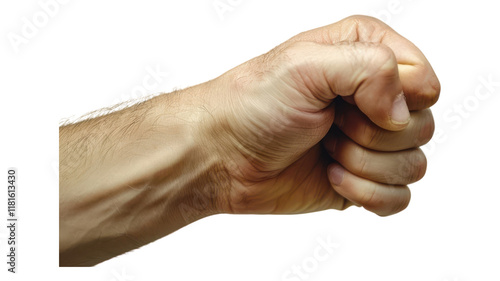 Person Holding an Invisible Object on White Background for Creative Usage photo